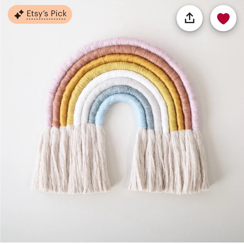 Handmade Fiber Rainbow Wall Hanging from Etsy